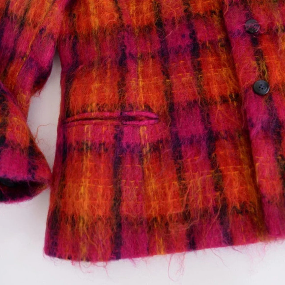 Vintage Jones New York Petites Pink/ Orange 50% Wool 45% Mohair Button Up Jacket - Picture 8 of 13